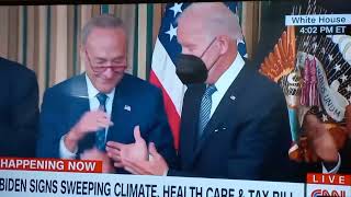 Awkward....Schumer- Biden handshake today