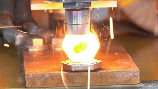 Melt metal nut with electric shock. Experiment Crazy Transformator ! #Shorts