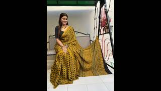 Ajrakh print Midal silk sarees