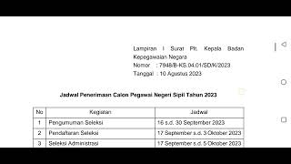 Penyampaian Jadwal Pelaksanaan Seleksi CASN Tahun 2023