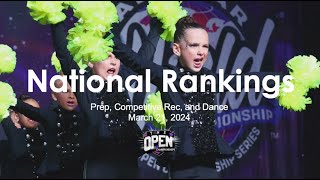 March 21, 2024 - National Rankings for Prep, Competitive Rec and Dance