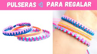 Como hacer pulseras de hilo fáciles para regalar  💙 [Haz pulseras tejidas en macramé para regalar]