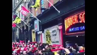 Dortmund and Liverpool fans singing together {Liverpool- Borussia Dortmund  14/04/2016}