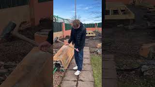 Lewis Done Good #grandson #demolishing #gardenwall