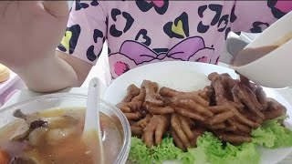 MUKBANG,EATING SOUND||SPICY CHICKEN FEET || CHINESE CHICKEN HERBS SOUP 🍲and STICKY WHITE RICE