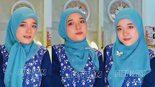 3 TUTORIAL HIJAB PESTA SEGI EMPAT BELLA SQUARE POLOS FORMAL