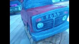 Finished Classic Ford  - Chainsaw Carved