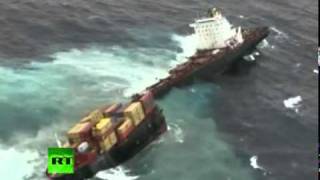 NEW ZEALAND  Cargo ship snaps in two off New Zealand Coast