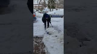 Scooping the driveway with Sleigh Snow Shovel #toronto #Ontario #canada