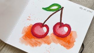 Рисуем вишенки гелиевыми мелками 🍒