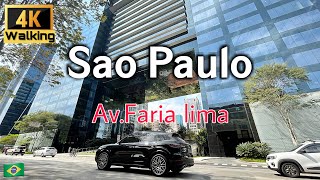 Walking in Sao Paulo Brazil , Faria Lima Avenue 🇧🇷 | 4K 2021