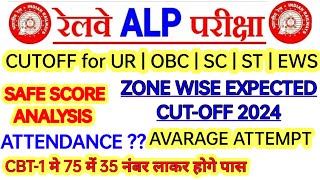 RRB ALP CBT-1 ZONE WISE EXPECTED CUTOFF 2024 |RRB ALP CUTOFF | RRB ALP 75 में 35 नंबर लाकर होगे पास