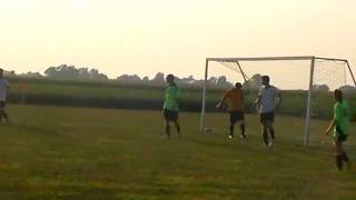 Jensen attempts header goal - so close!