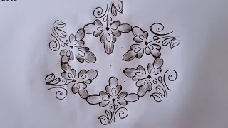 9*5 dots beautiful easy flowers rangoli || latest rangoli || chukkala muggulu@lavyacreativerangoli