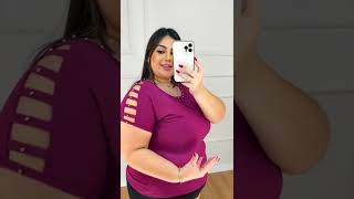 Blusa Plus Size Feminina Ombro Vazado e Tirinhas