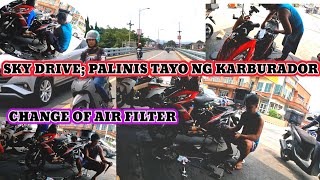 SKY DRIVE 125; PALINIS TAYO NG KARBURADOR at CHANGE OF AIR FILTER