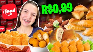 PROVAMOS OS MINI SALGADOS DE FESTA MAIS BARATOS DO APLICATIVO - APENAS R$0,99 CENTAVOS