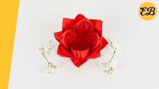 Servietten falten Rose einfach - Servietten Hochzeit - DIY Weihnachten - einfach Origami