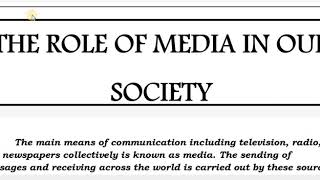 The Role of Media in our Society essay. Lect: 65 by PMS Chd