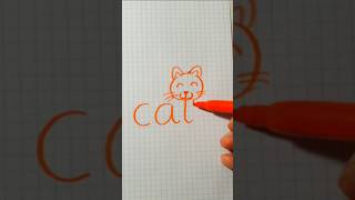 Dibujo GATO con la palabra CAT. #drawing #videoshorts #dibujo #art #easy #facil #gato #cat #shorts