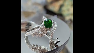 Green Diamond Like Demantoid Women's Ring - Size 7, 0.7ct Gemstone