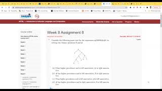 Introduction to Automata, Languages and Computation Week 8 Assignment 8 | swayam nptel