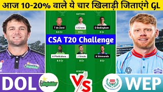 DOL vs WEP Dream11 Prediction | DOL vs WEP Dream11 Team | dolphins vs western today csa t20 match |