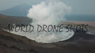 Drone Shot moving up of Krakatoa (Anak Krakatau), Krakatoa Archipelago, Sunda Strait, Indonesia 4k