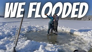 A WEEK IN THE NORTH MAINE WOODS: Our ICE SHACK FLOODED while WINTER CAMPING on CHAMBERLAIN LAKE!