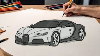 How to draw a BUGGATI CHIRON SUPER SPORT 2024 / drawing buggati step by step