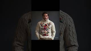 Beautiful mens flower knitted sweater (Share ideas) #crochet #knitted #floral #sweater #design