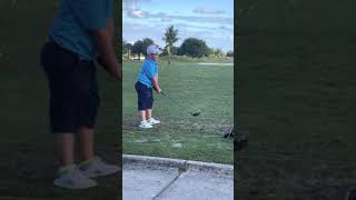 7-year-old junior golfer, Brian Kelley, hitting a tossed golf ball with one bounce!  #golfswing