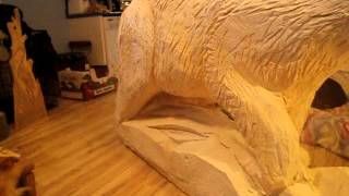 Finished Painted Polar Bear - Chainsaw Carved Foam