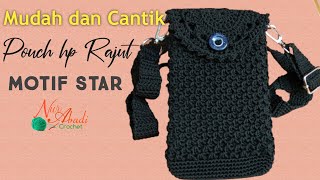 Pouch hp Rajut "Motif Star" Mudah dan Cantik TERBARU.!!!