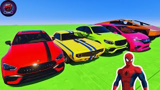 SPIDER-MAN & COLORFUL SUPER CARS: AMAZING RAMP ADVENTURE! 🌈🚗 | GTA V