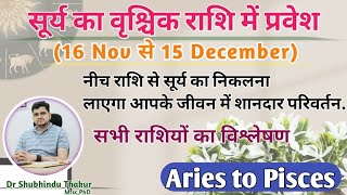 सूर्य का वृश्चिक राशि में प्रवेश |16Nov-15Dec| 'SUN' Transit - मेष से मीन राशि पर प्रभाव और उपाय