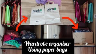 How to make a wardrobe organiser using waste paper bags without any cost