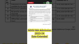 NSOU MA Admission 2023-24 Date Extended ✅ #nsou #pg #bdp #shorts #nsou_related