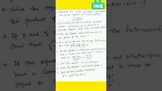 TN Class12 Important Question to Chapter:3.Theory of Equations #maths #shorts #shortvideo