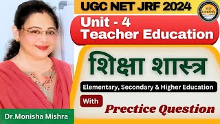 UGC NET EDUCATION शिक्षा शास्त्र UNIT-4 | Elementary, Secondary & Higher Education Stages BY MONISHA