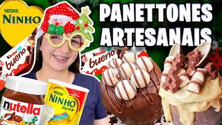 MINI PANETTONES CASEIROS DE KINDER BUENO e NINHO COM NUTELLA