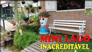 Mini lago ornamental decorado - Lago ornamental com cascata