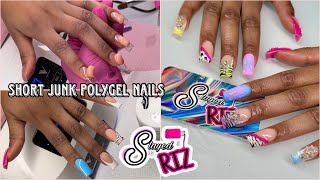 Short Junk Nails|| Watch Me Work|| Full Process as a Polygel Nail Tech SLAYED BY RIZ