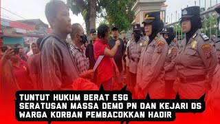 Minta ESG Dihukum Berat! Seratusan Warga Desa Durin Simbelang Demo Ke PN Lubuk Pakam dan Kejari DS