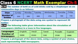 Class 6 Math Ch-5 Q 33 | Q 34 Math NCERT Exemplar Solution|MATH|NCERT|Data Handling|CBSE|MATH|Ch 5