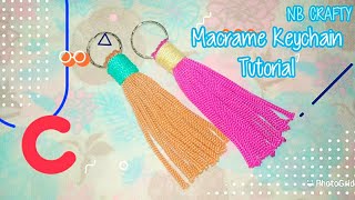 DIY Tutorial Macrame Tassel Keychain, Tutorial Gantungan Kunci Rumbai, Keychain