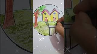 Easy drawing  ll scenery #drawing #easydrawing #oilpasteldrawing