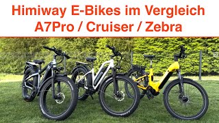 Himiway Vergleich der Modelle A7 Pro, Cruiser und Zebra - Erfahrung mit den E-Bikes in Stadt/Gelände