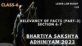 Bhartiya Sakshya Adhiniyam (BSA) :Relevancy of Facts (Part 3)(Section 6-7), Class 6