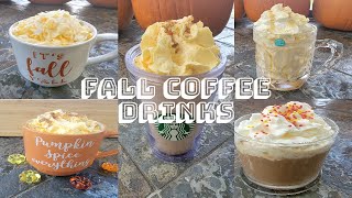 5 Fall Coffee Drinks (Pumpkin Spice latte, Cinnamon Roll Iced Coffee, Pumpkin Spice Frappuccino)